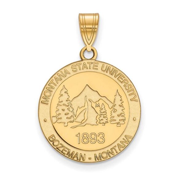 14k Gold Plated Silver Montana State Large Crest Pendant
